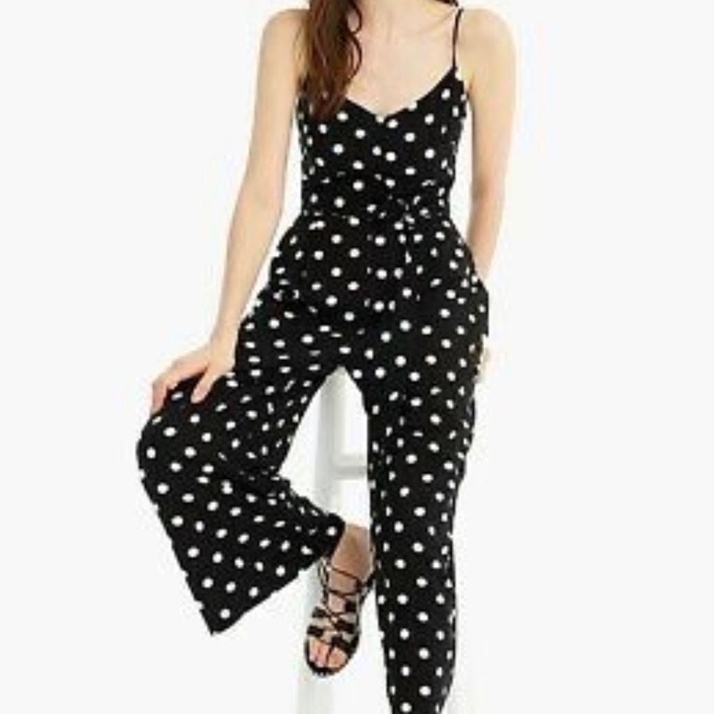 J Crew Polka Dot black white wide legs jumpsuit 4